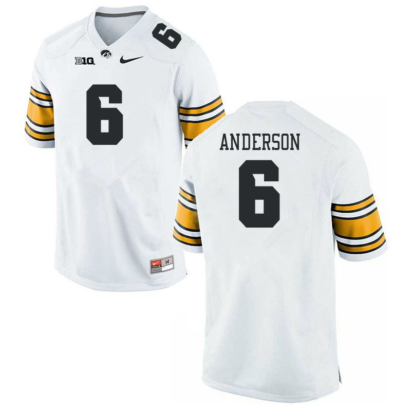 Men #6 Seth Anderson Iowa Hawkeyes College Football Jerseys Stitched-White - Click Image to Close